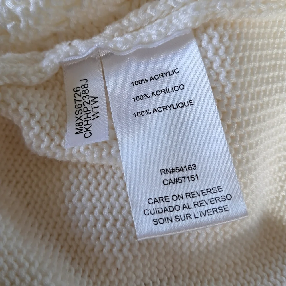 Calvin Klein Womens Ivory/White Turtle Neck Sweater Size Small